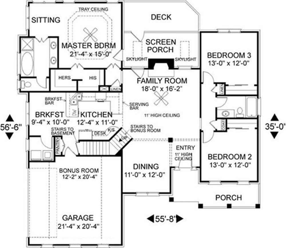 Floor Plan First Story of Ranch Plan #109-1086